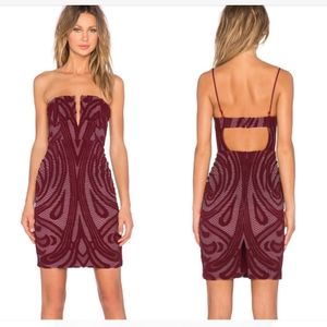 STYLESTALKER Melrose Strapless Midi Dress Mahogany